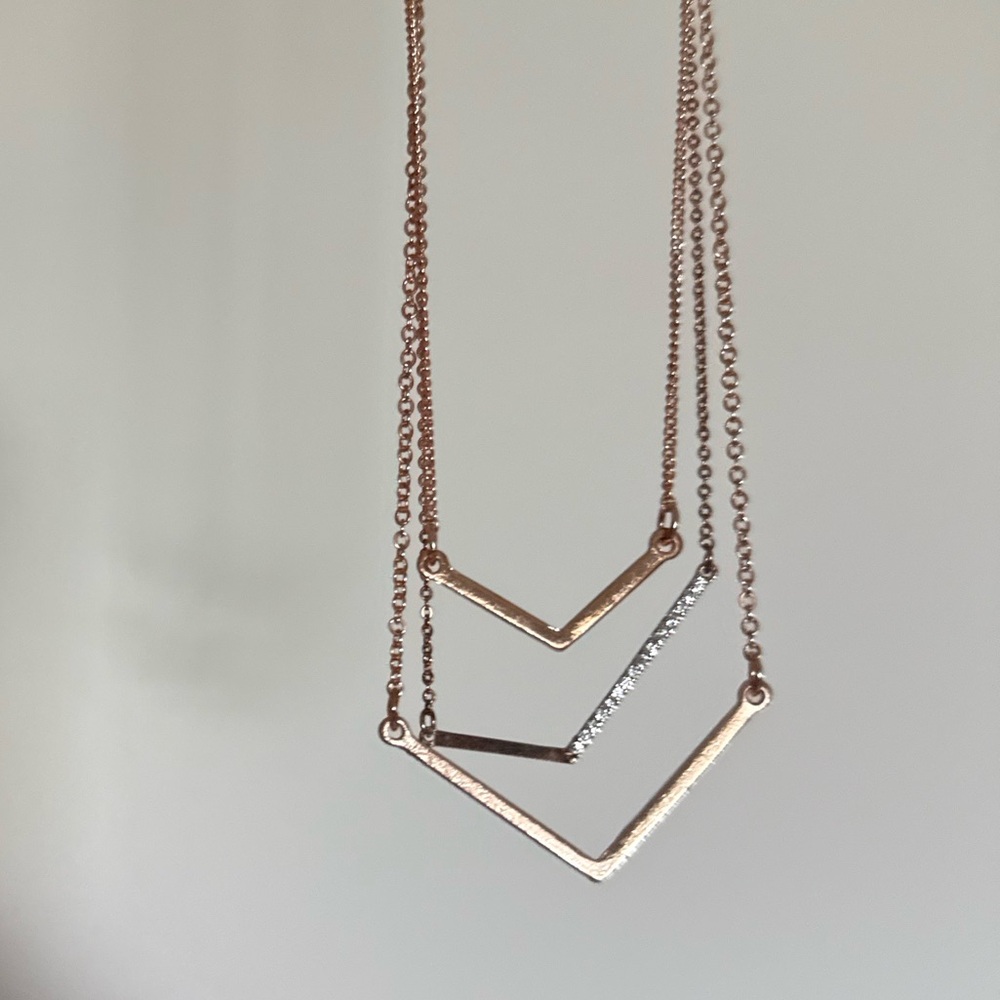 Elegant Gold and Silver Chevron Necklace